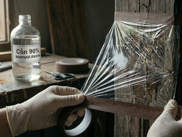 Dùng màng bọc nilon hoặc băng dính để bịt kín